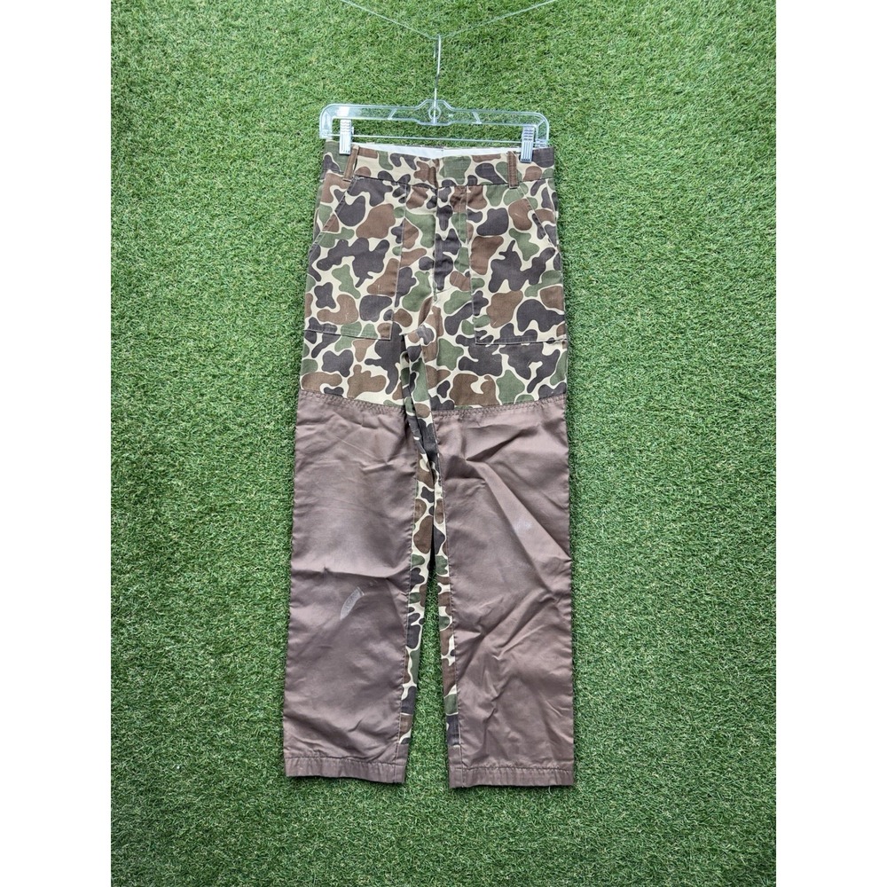 Vintage Duxbak Camo Brushed Pants Mens 26x28 80s Hunting Outdoor Frog